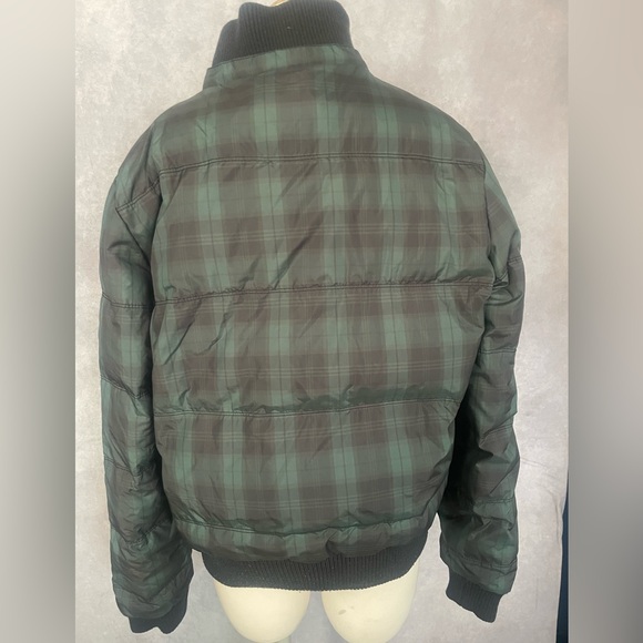 Y2K American Eagle Goose down Plaid Green/Black Women's puffer jacket SizeXL - Picture 2 of 5
